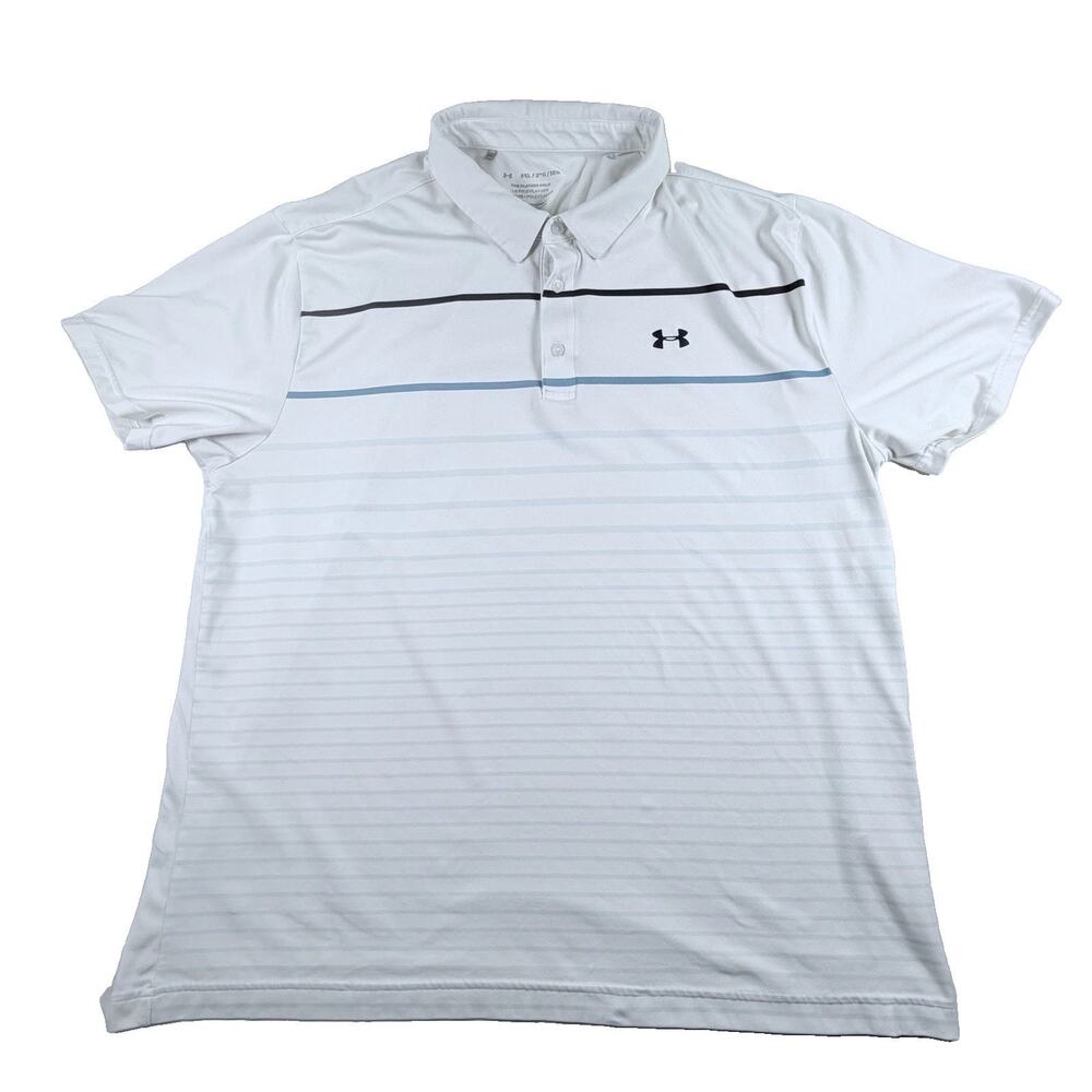 Under Armour Men's The Playoff Polo Shirt Size 3XL White Striped Heat Gear White